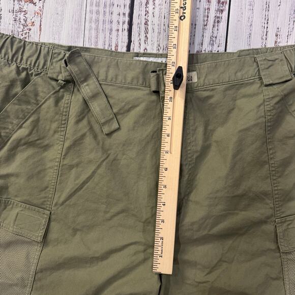Columbia PFG Cargo Fishing Shorts Men’s 3X Green Cotton Mesh Pockets Belted 5 in - Picture 5 of 8